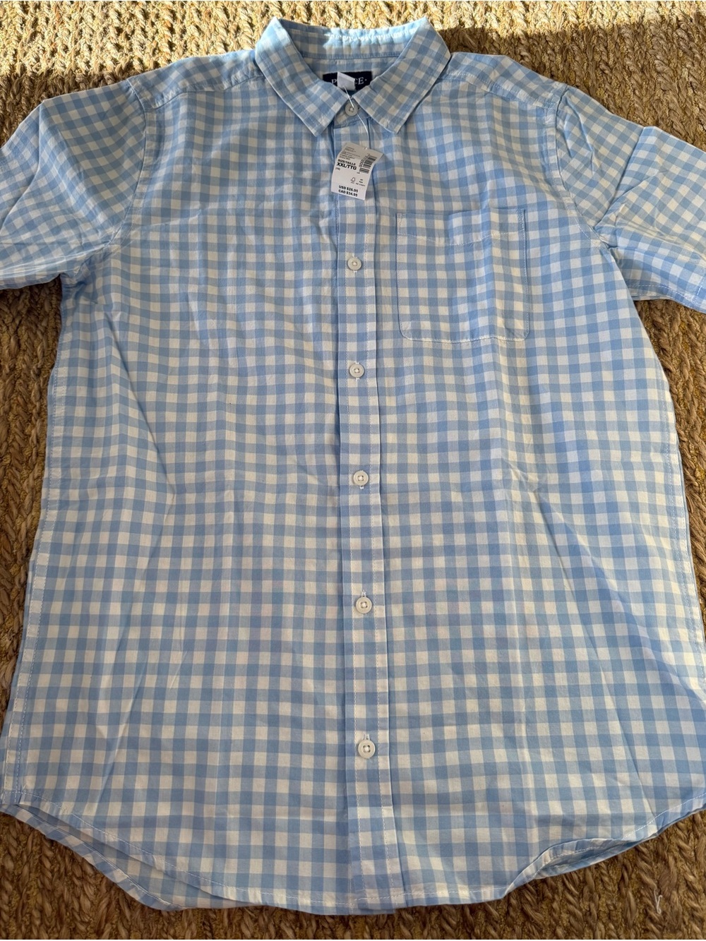 The Children’s Place Boys Blue Gingham Short Sleeve Shirt Size XXL NWT $26.95